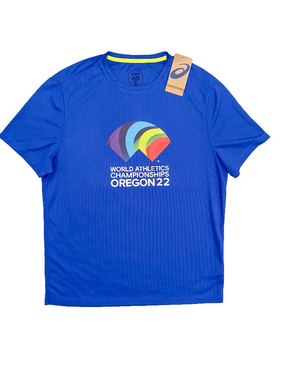 ASICS World Athletics Championships Oregon 22 Running Shirt Men's Large Blue NWT